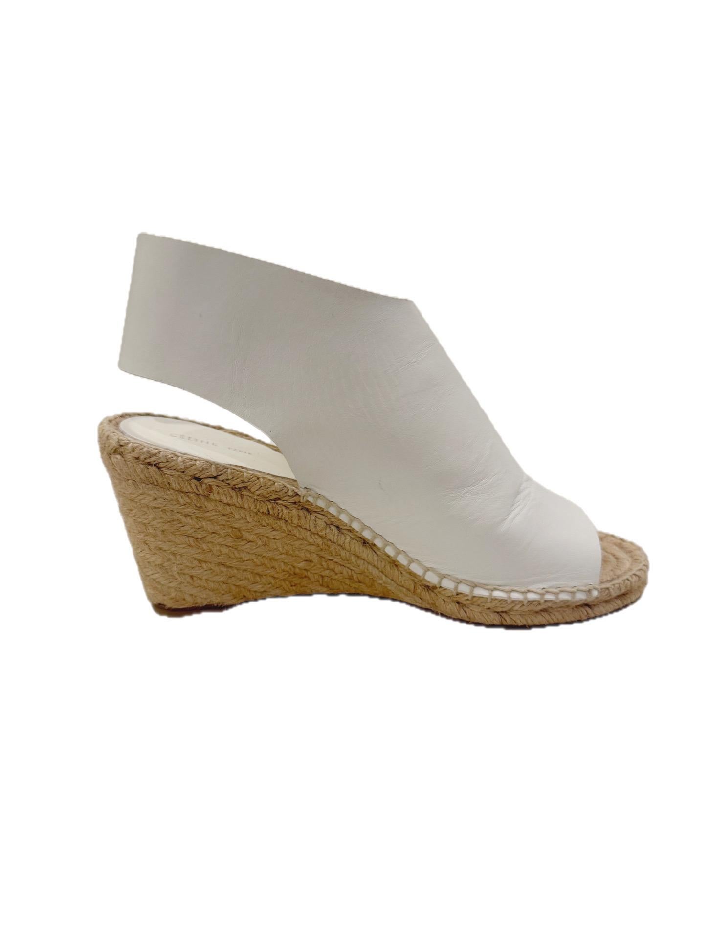CÉLINE Weiß Leder Espadrille Wedges SS16/SS17 (Phoebe Philo Era) Größe 38 im Angebot 1