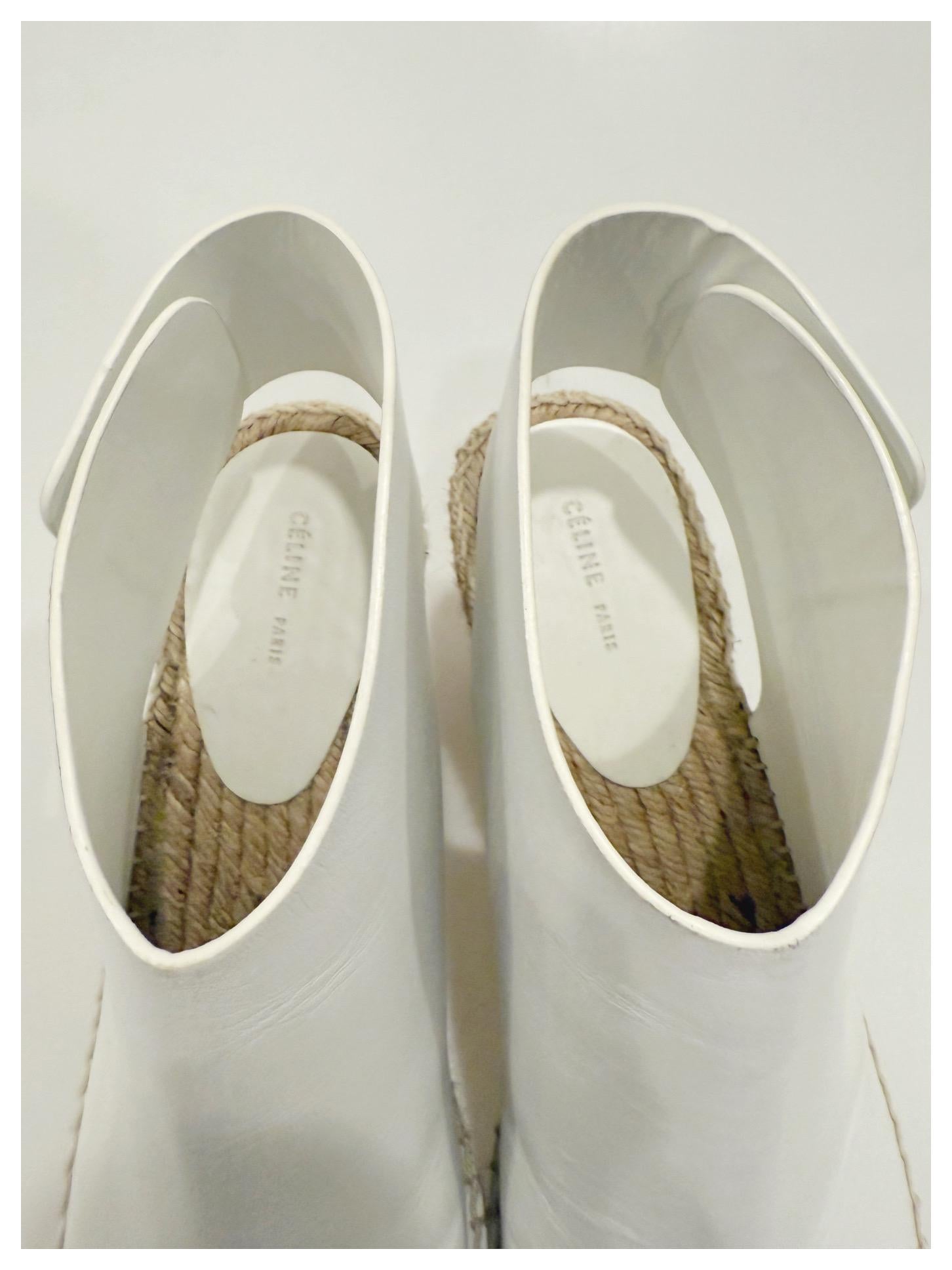 CÉLINE Weiß Leder Espadrille Wedges SS16/SS17 (Phoebe Philo Era) Größe 38 im Angebot 4