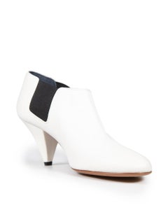 Céline White Leather Heeled Ankle Boots Size IT 35.5