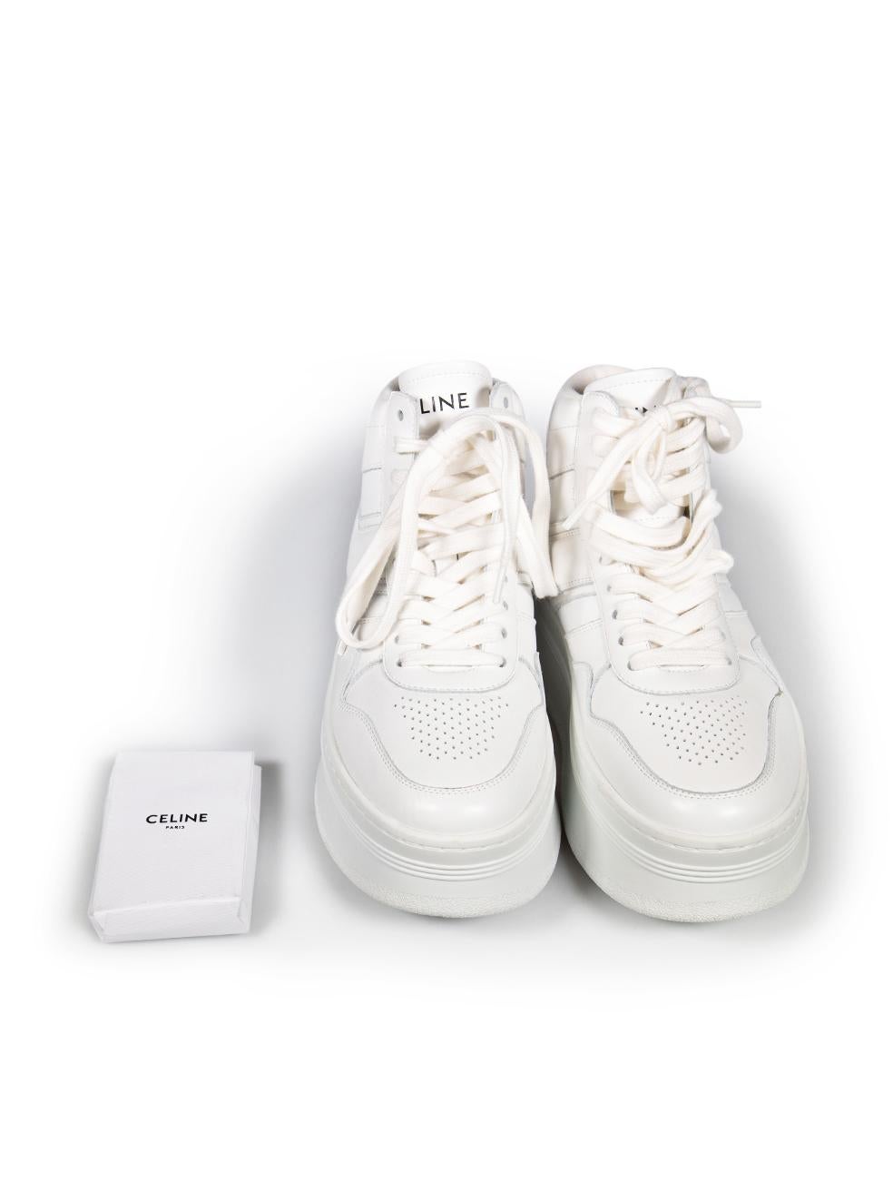 Céline White Leather High Top Platform Trainers Size IT 35 For Sale 3