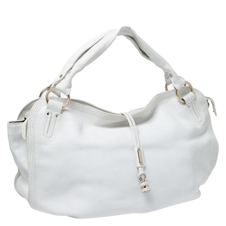 Celine White Leather Large Bittersweet Hobo For Sale at 1stDibs