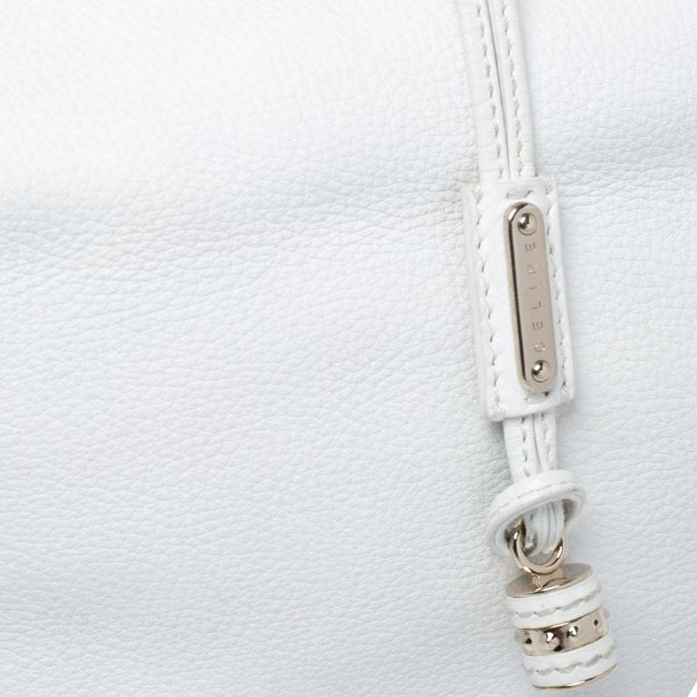 Celine White Leather Large Bittersweet Hobo For Sale at 1stDibs
