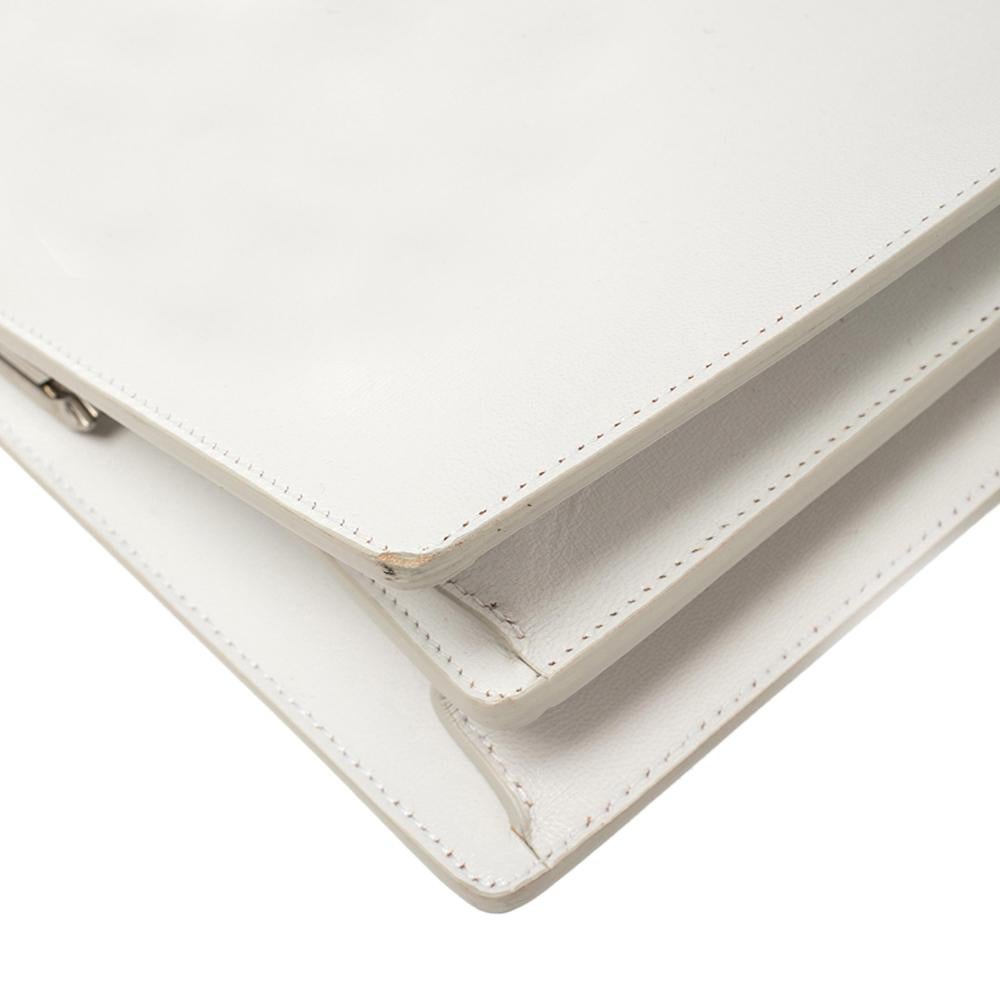 Celine Weißes Leder Medium Clasp Top Handle Tasche 1