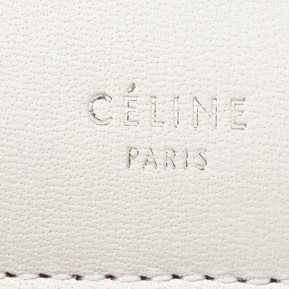 Women's Celine White Leather Medium Clasp Top Handle Bag