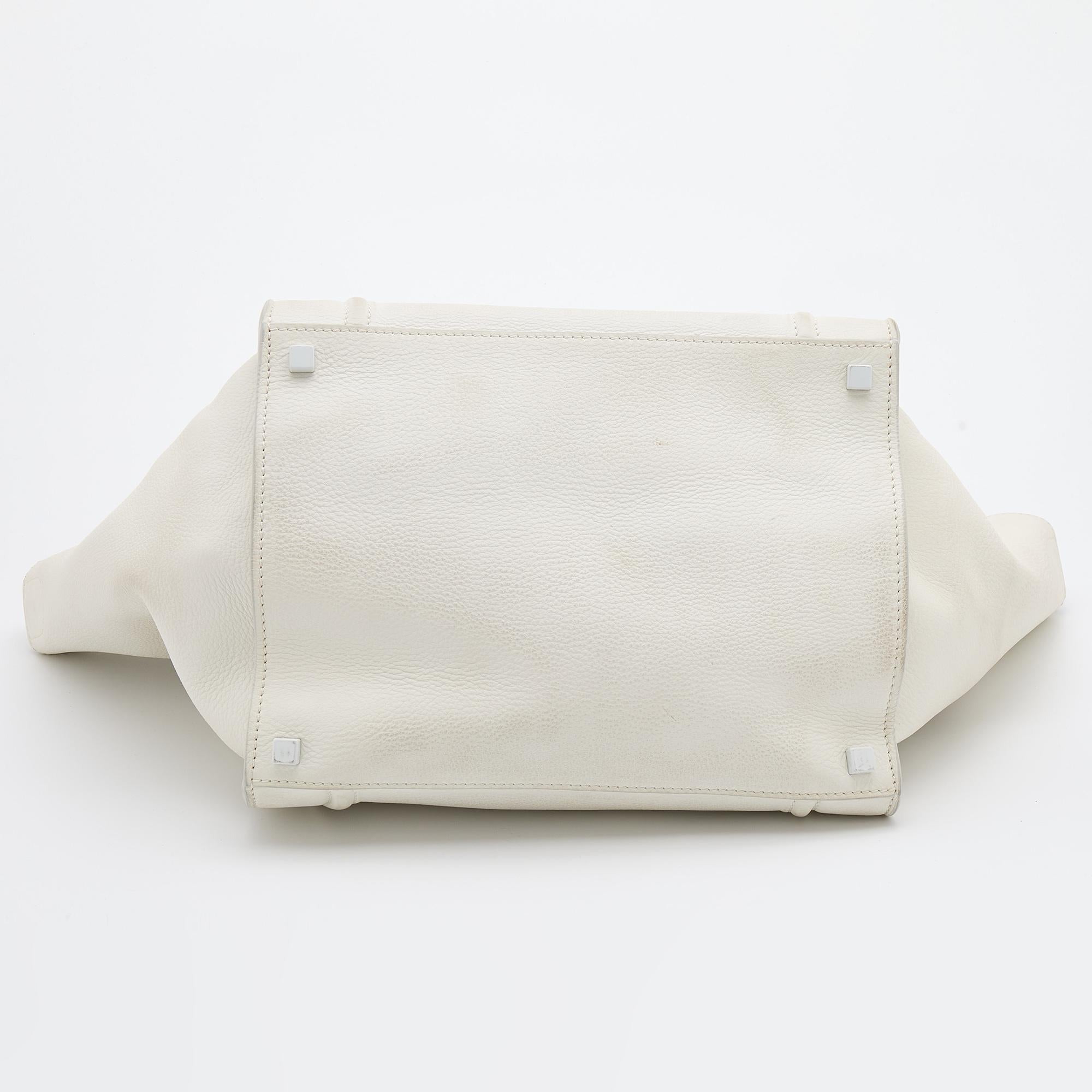 Celine White Leather Medium Phantom Luggage Tote 1