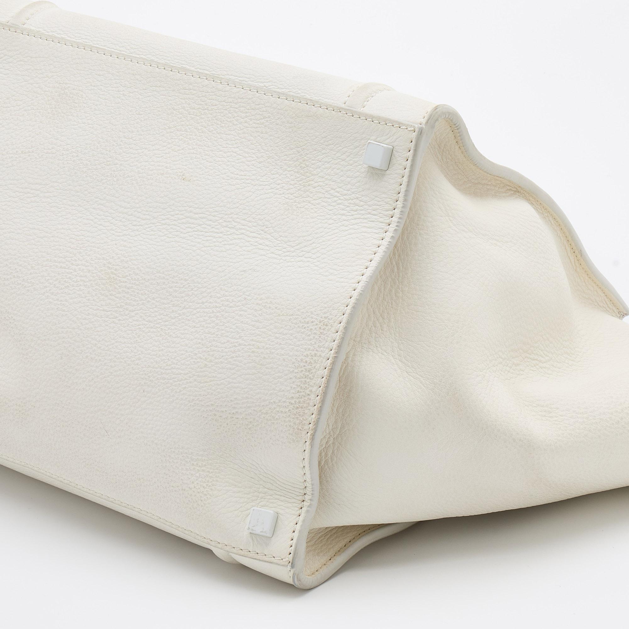 Celine White Leather Medium Phantom Luggage Tote 4