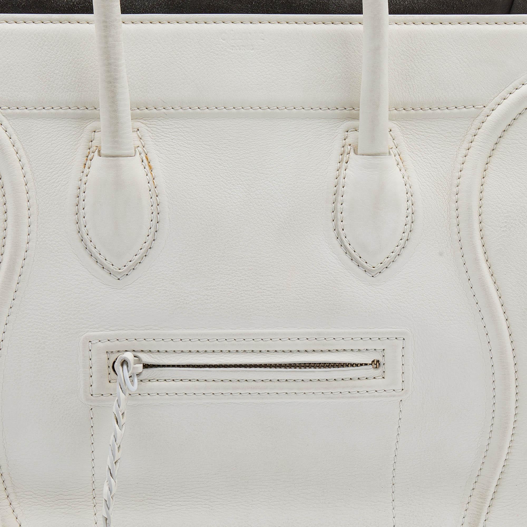 Celine White Leather Medium Phantom Luggage Tote 5