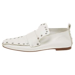 Celine White Leather Rivet Studs Loafers Size 36.5