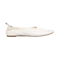 Céline White Leather Ruch Accent Ballet Flats Size IT 40