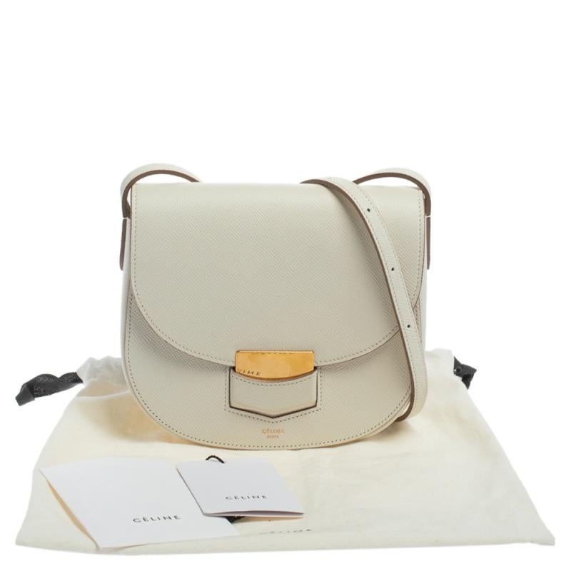 Celine Borsa a tracolla piccola Trotteur in pelle bianca 3