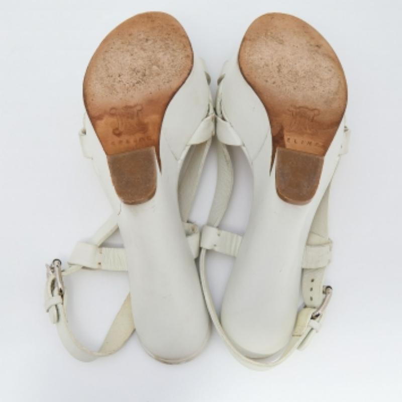 Celine White Leather Strappy Platform Sandals Size 37 For Sale 3