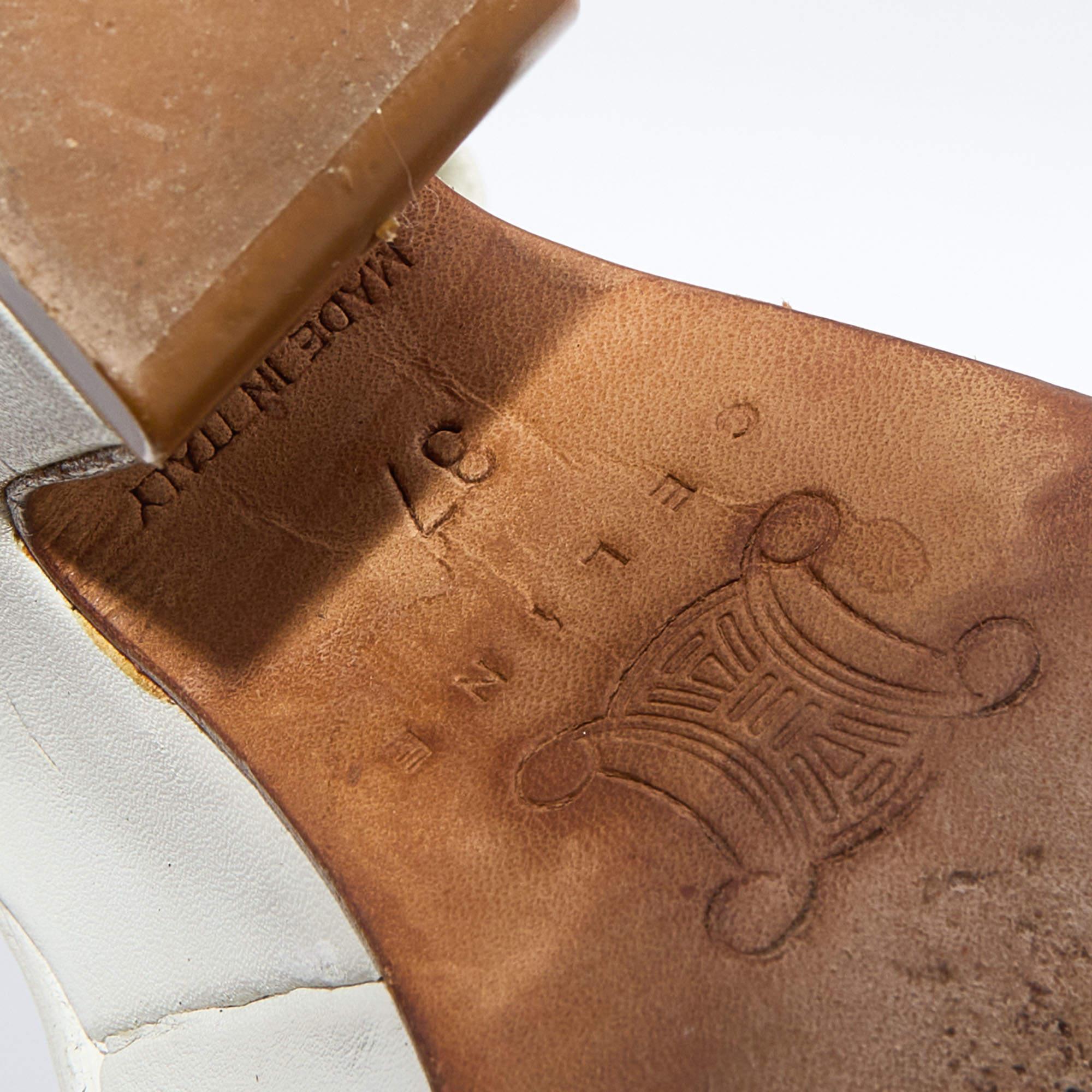 Celine White Leather Strappy Platform Sandals Size 37 4