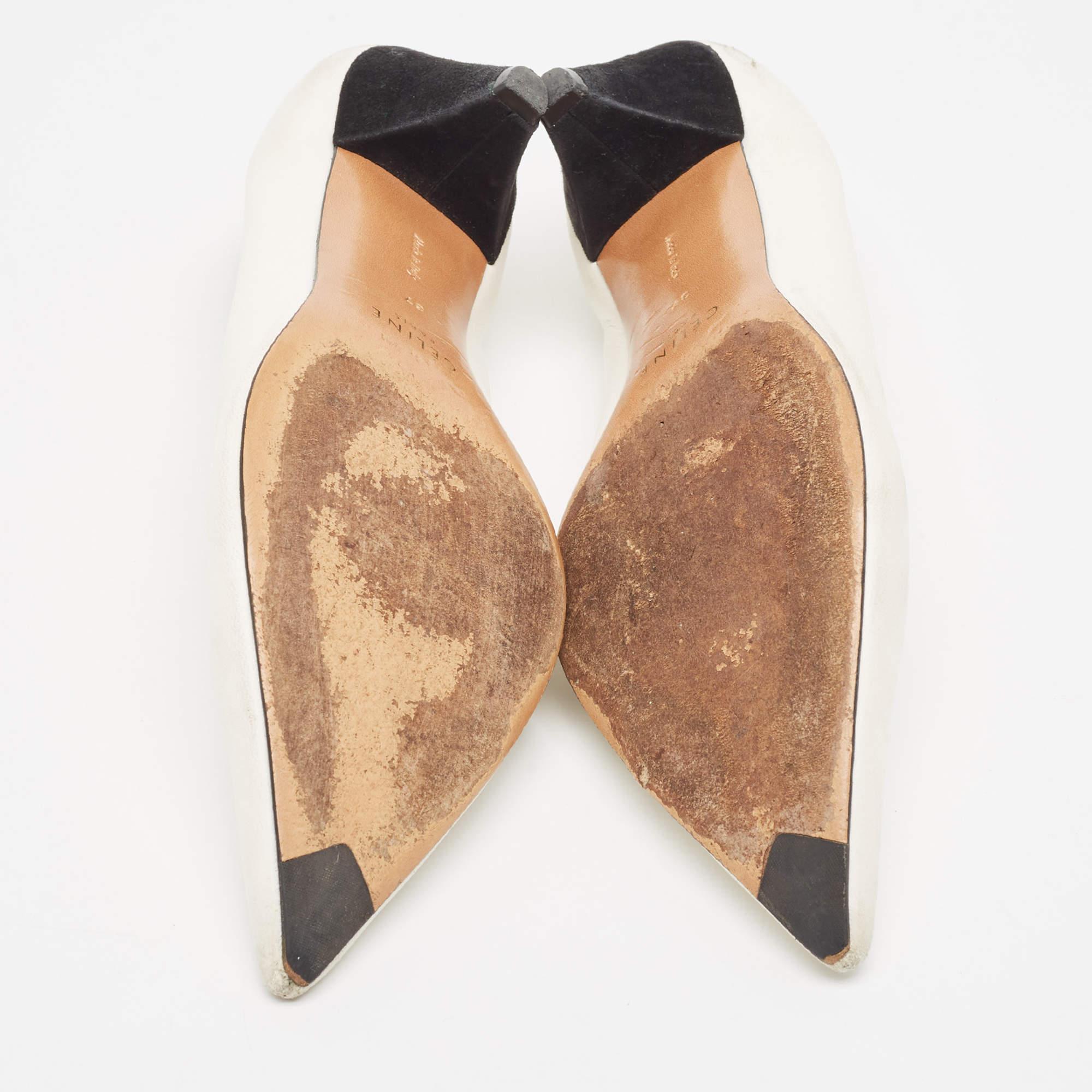 Escarpins à bout pointu en cuir blanc de Celine V.I.I. Taille 37 1