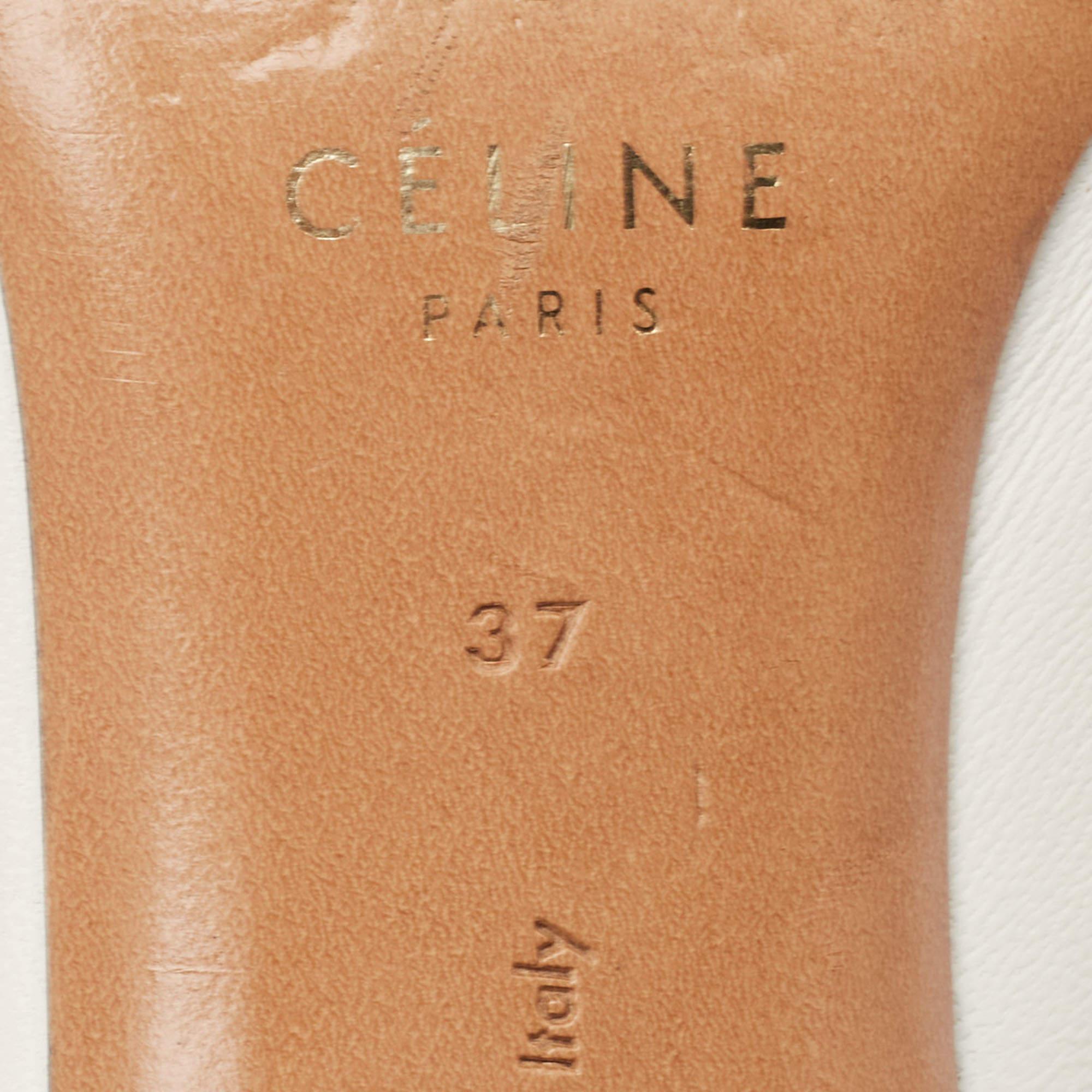 Escarpins à bout pointu en cuir blanc de Celine V.I.I. Taille 37 2