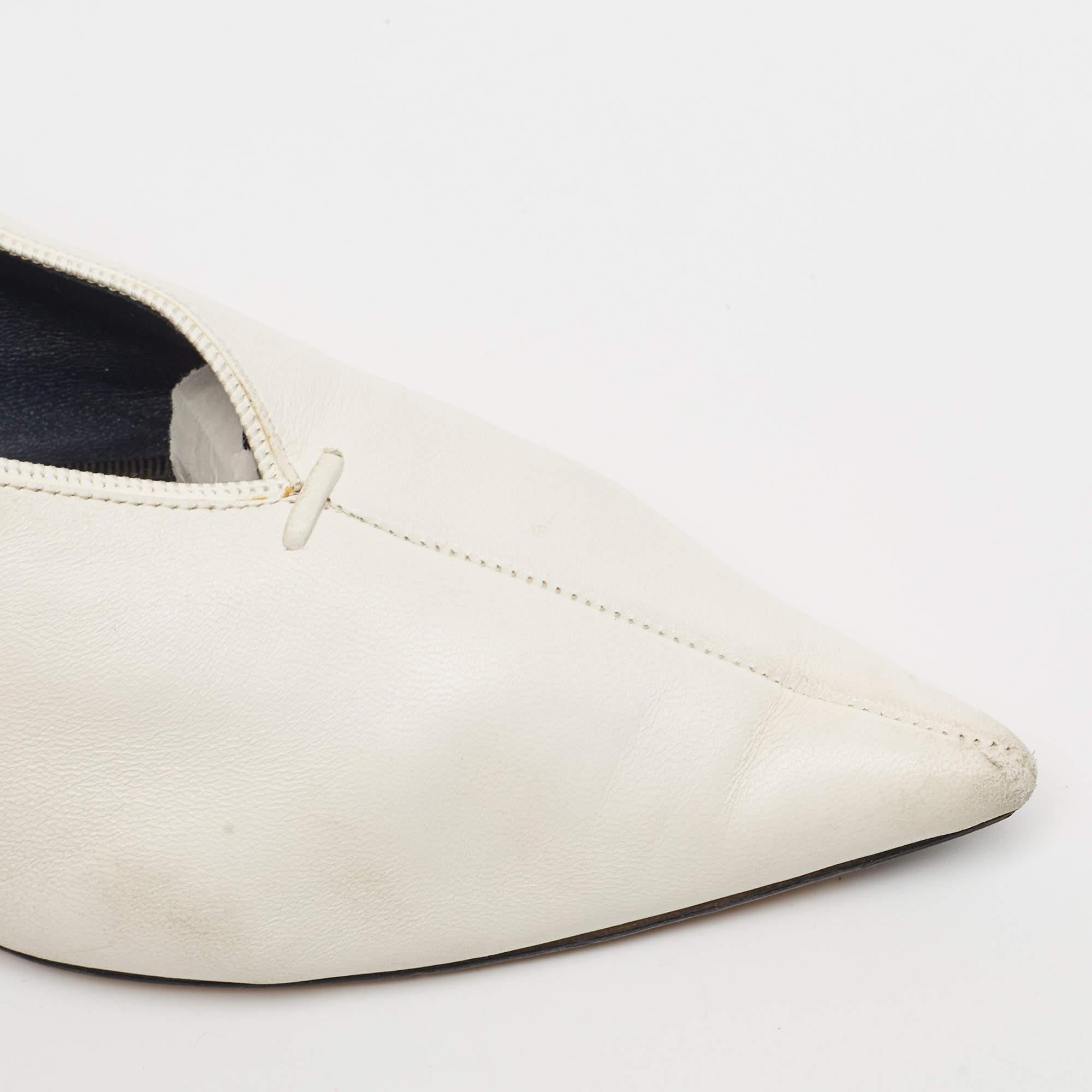Escarpins à bout pointu en cuir blanc de Celine V.I.I. Taille 37 3