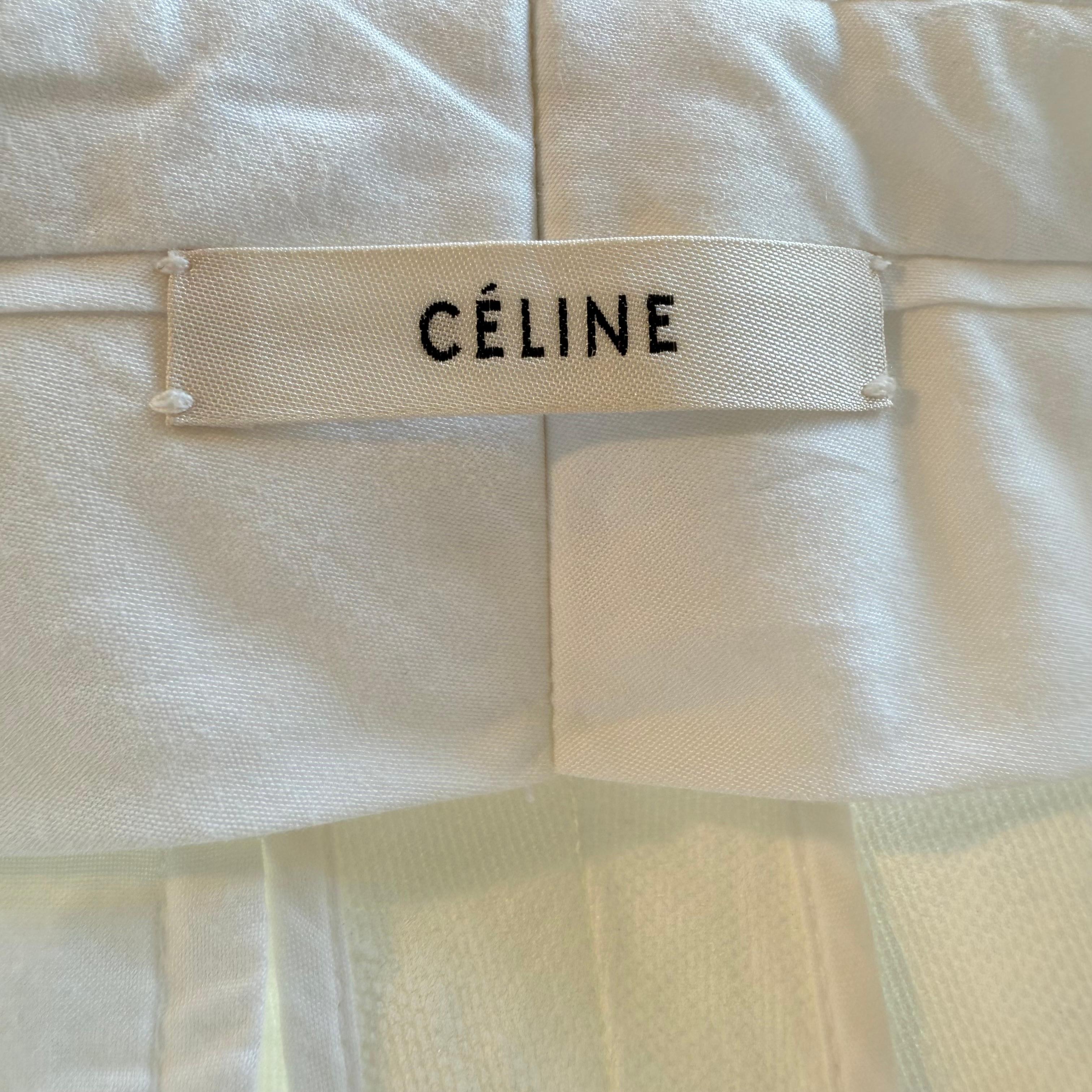 Pantaloni grandi di Celine in lino bianco FR 38 / IT 42 in vendita 1