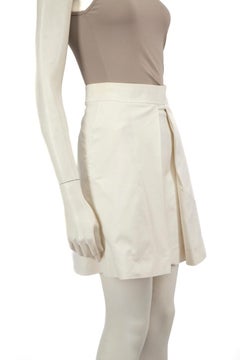Céline White Pleated Mini Skirt Size M