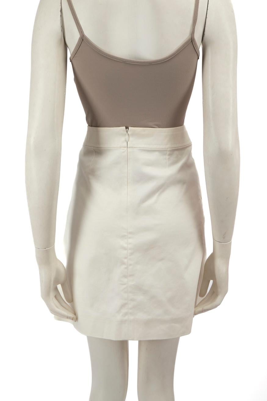 Céline White Pleated Mini Skirt Size M In Good Condition For Sale In London, GB