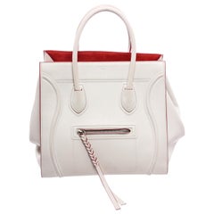 Celine White Red Leather Suede Phantom Luggage Bag