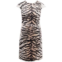 Celine White Satin Animal Pattern Dress