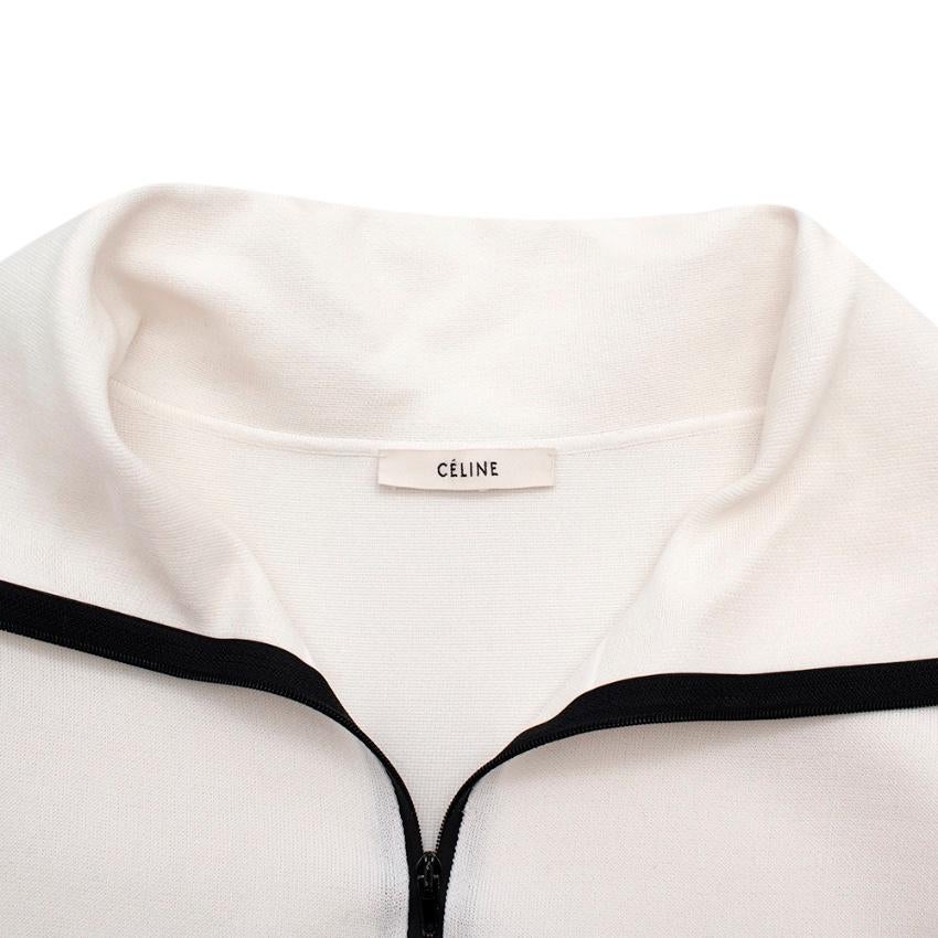 Celine by Phoebe Philo Runway White Silk Blend Zipper High Neck Dress - Small In Excellent Condition In London, GB