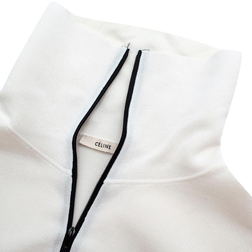 Celine by Phoebe Philo Runway White Silk Blend Zipper High Neck Dress - Small 1