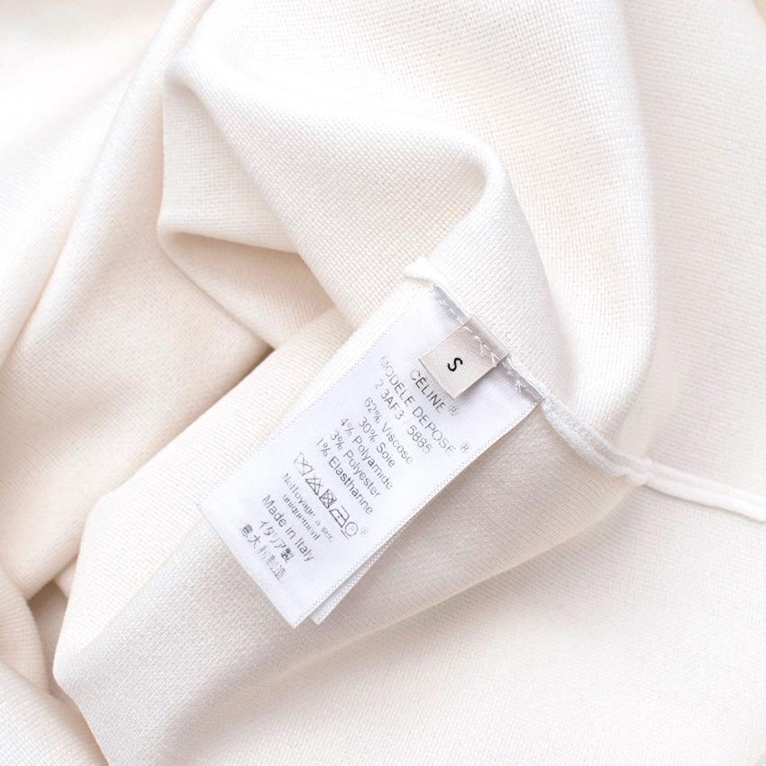 Celine by Phoebe Philo Runway White Silk Blend Zipper High Neck Dress - Small 4