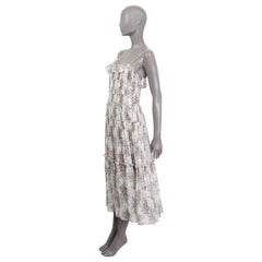 CELINE white silk FLORAL TIERED MIDI Dress S