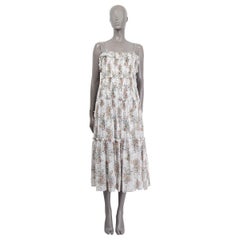 CELINE FLORAL TIERED MIDI Kleid aus weißer Seide S
