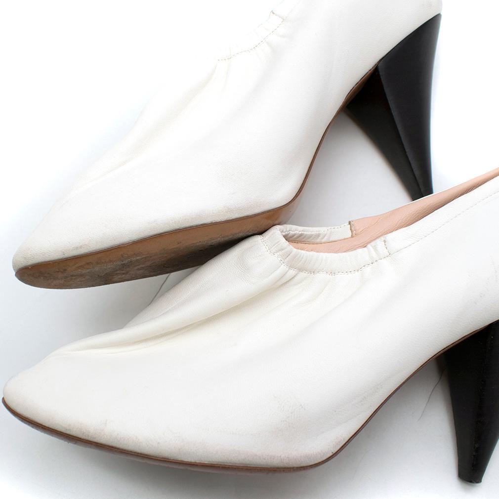 Celine White Soft Leather Ballerina Cone Heel Pumps Size 40 In Good Condition In London, GB