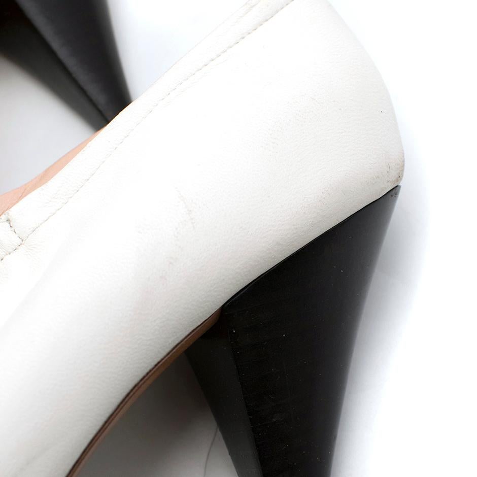 Women's Celine White Soft Leather Ballerina Cone Heel Pumps Size 40