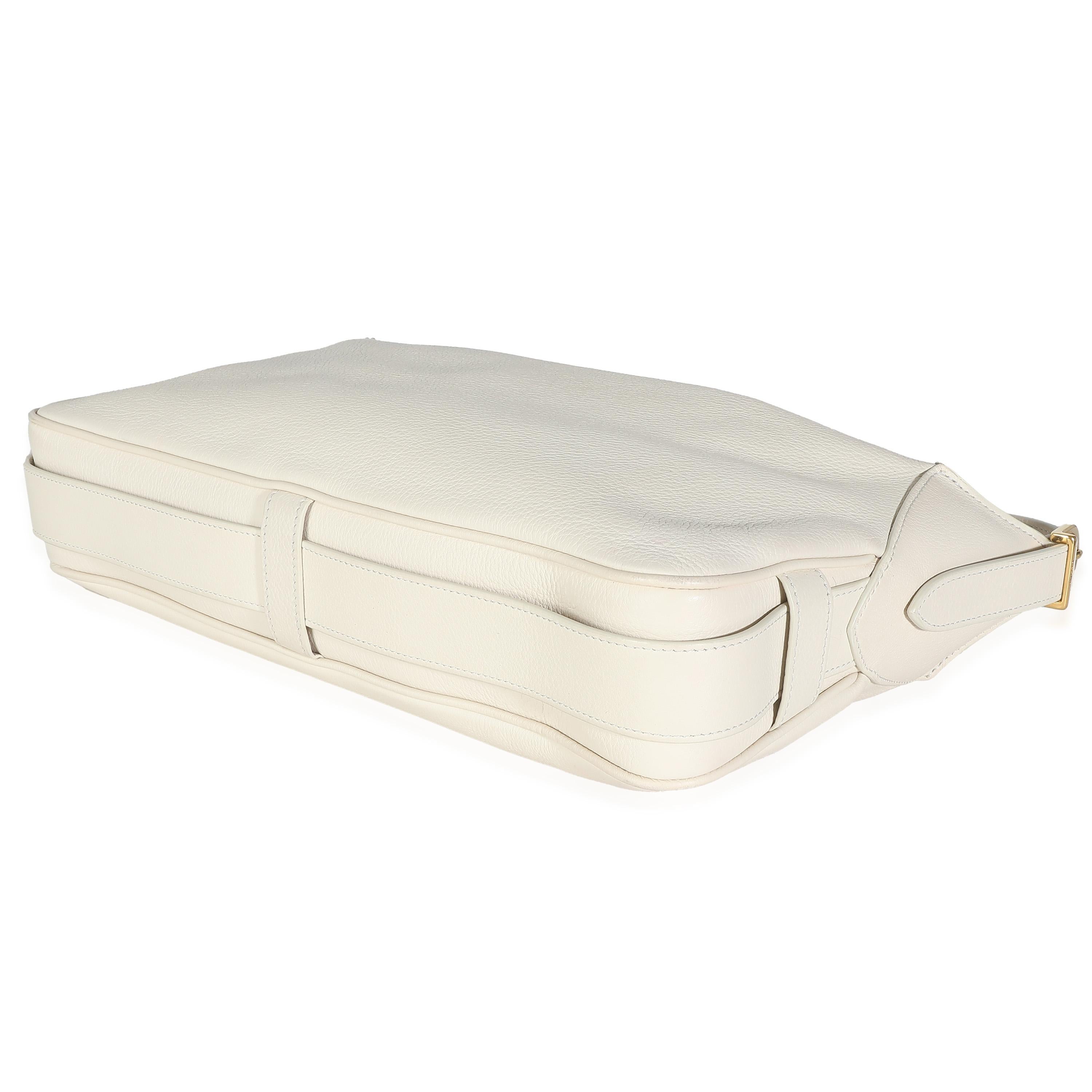 Listing Title: Celine White Supple Calfskin Medium Romy
SKU: 139557
MSRP: 2950.00 USD
Condition: Pre-owned 
Handbag Condition: Very Good
Condition Comments: Item is in very good condition with minor signs of wear. Mild corner scuffing and peeling.