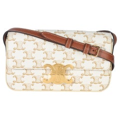 Bolso de hombro Claude de lona Triomphe blanco Celine