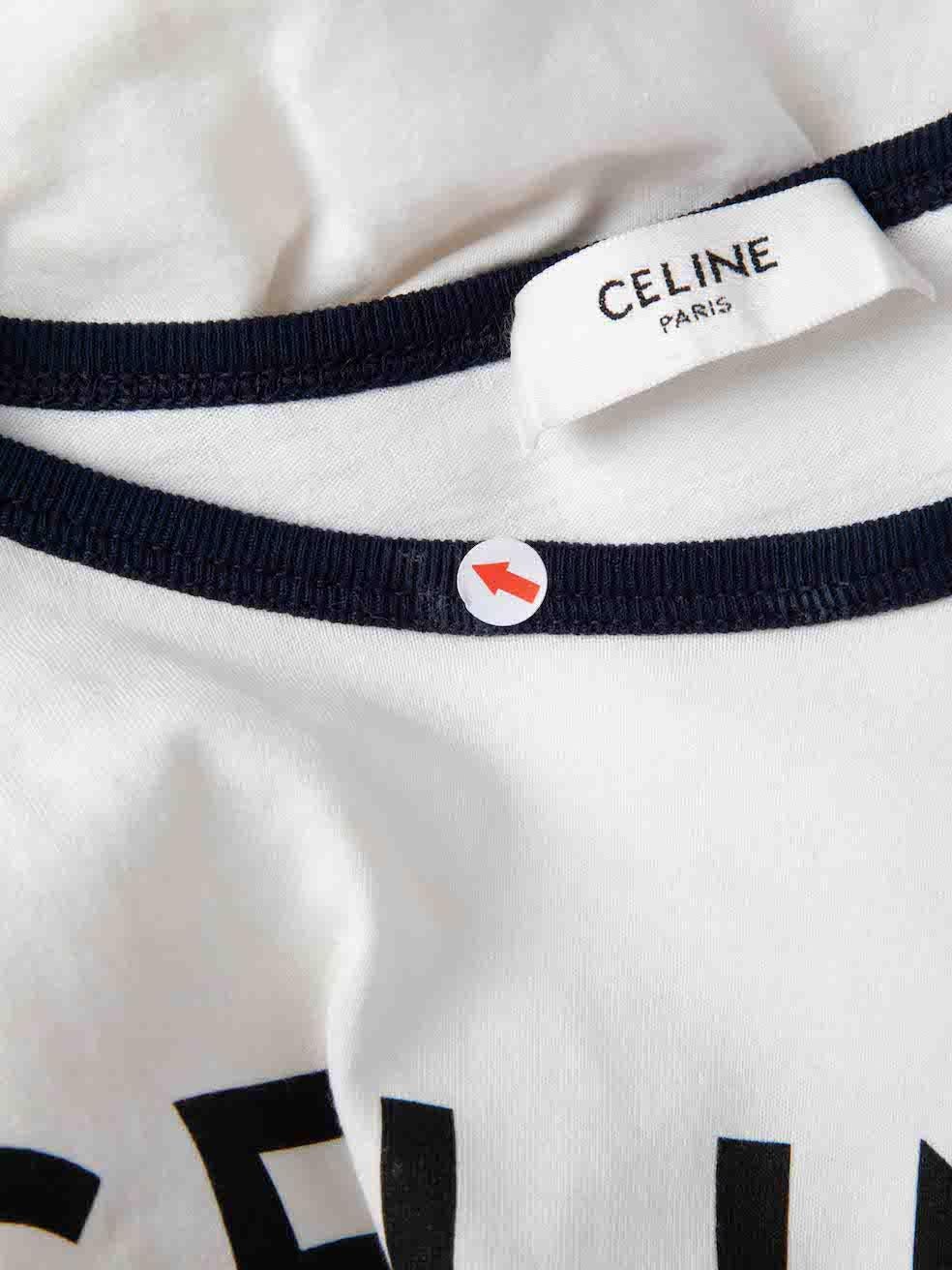 Céline White Triomphe Logo Print T-Shirt Size S In Excellent Condition In London, GB