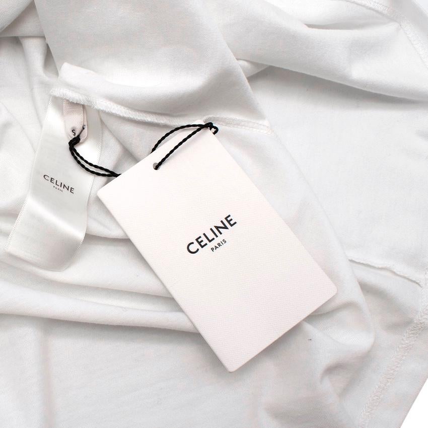 Gray Celine White 'Unlock Your Fantasies' Flocked Slogan T-Shirt For Sale