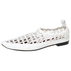 Celine White Woven Rope and Leather Pointed Toe Flats Size 40