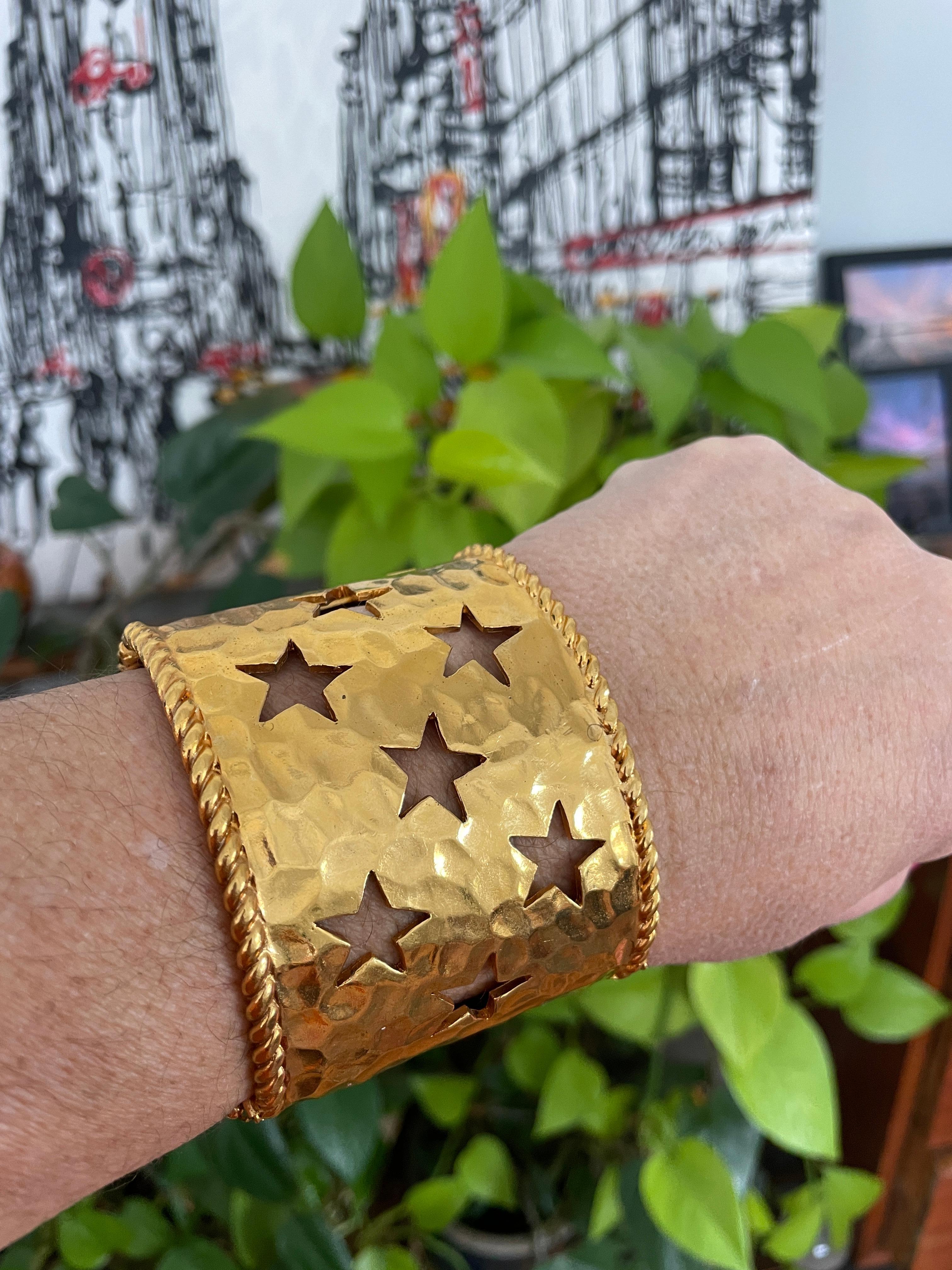 Celine Wide Cuff Bracelet Star New, Never Worn 1990s For Sale 3