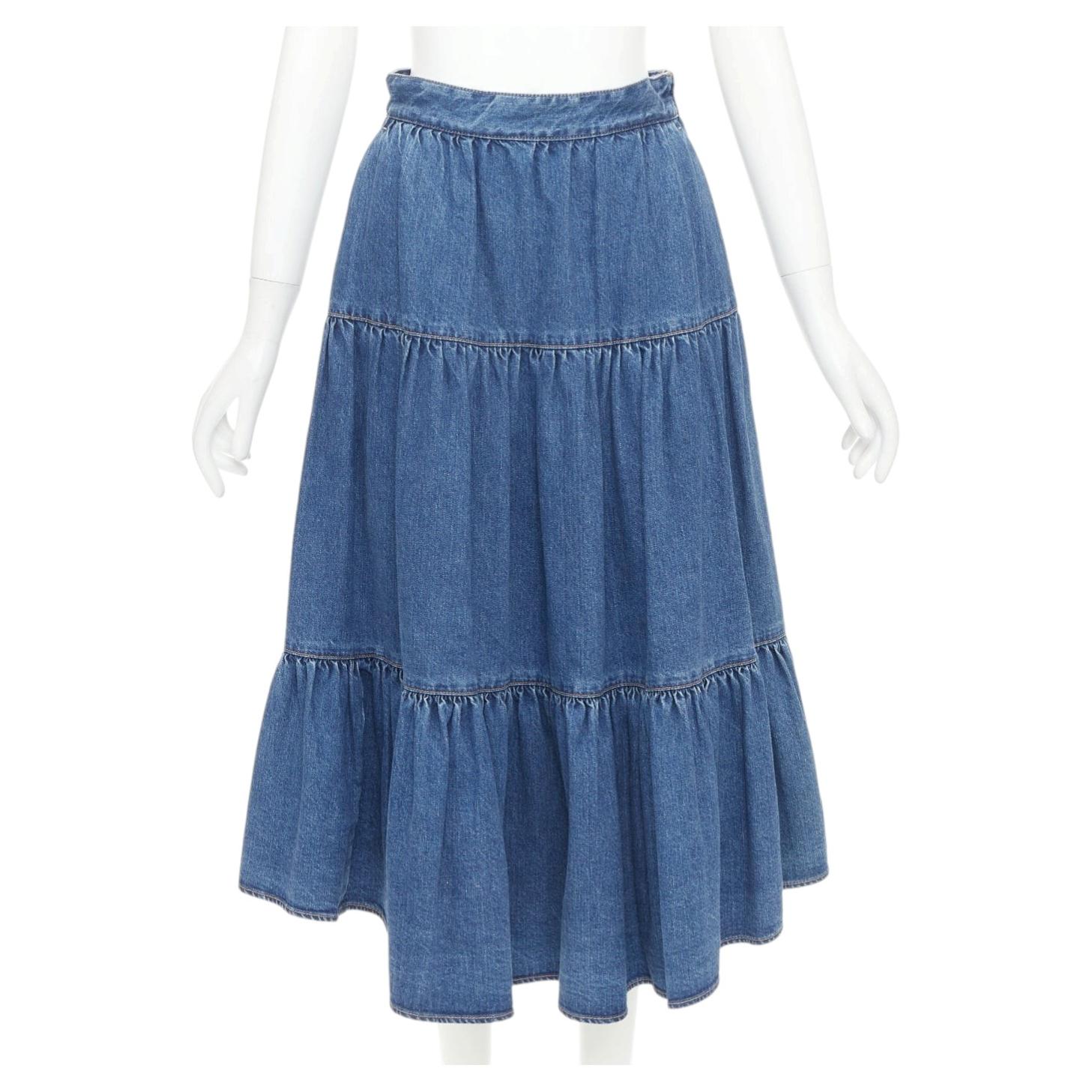 Celine W_JS_013 S060 5021 07UW Gonna midi in denim leggero "Prairie" da 66 cm