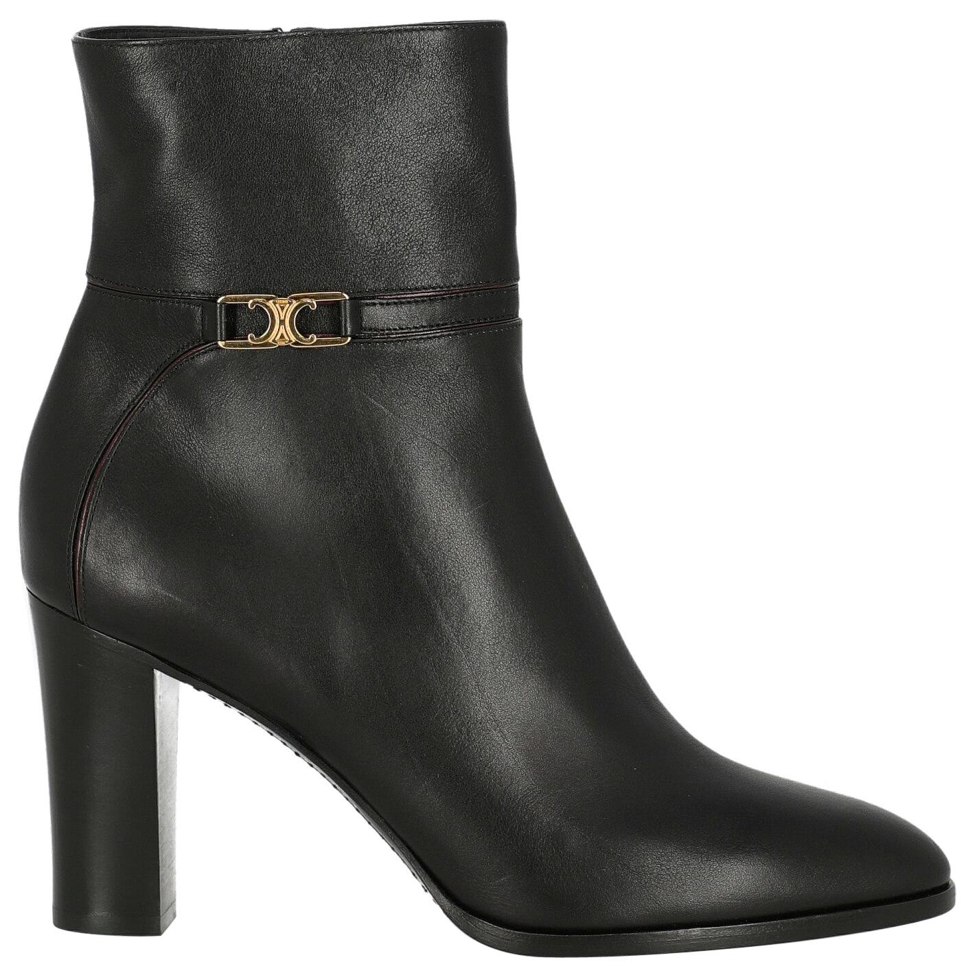 Celine  Women   Ankle boots  Black Leather EU 40 For Sale