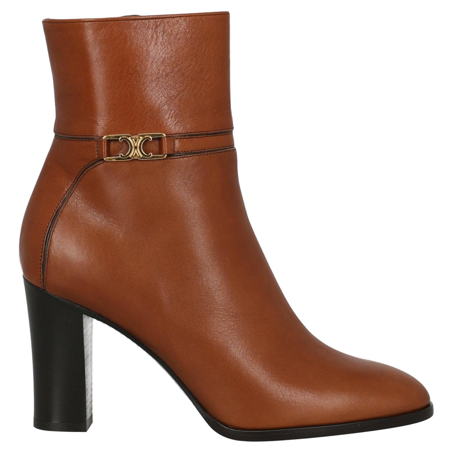 Celine  Women Ankle boots  Brown Leather EU 38.5