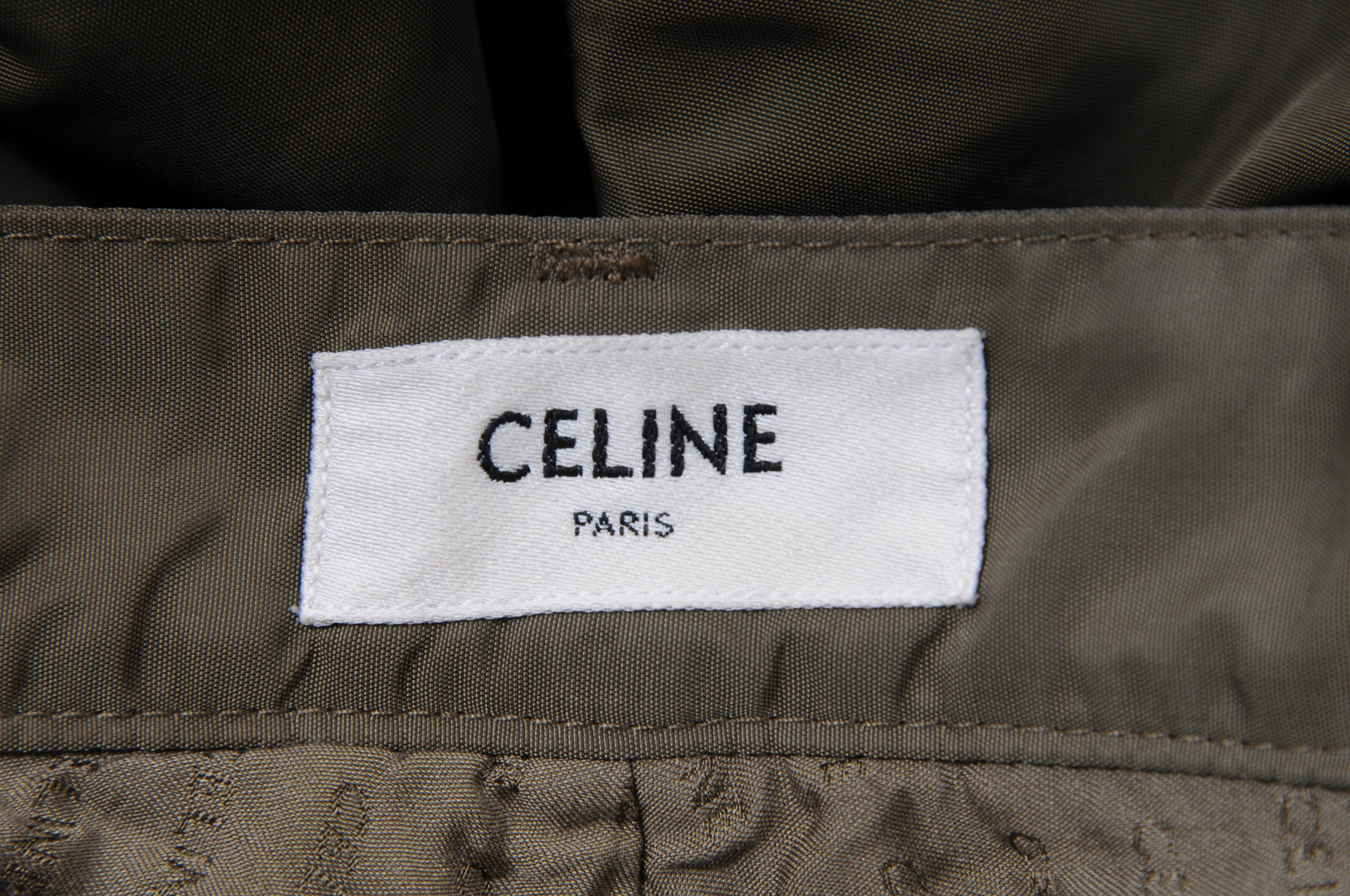 Celine Damen Cargohose Größe 40 US8 Grün Kaki Leichtes Nylon Gold Hardware im Angebot 6