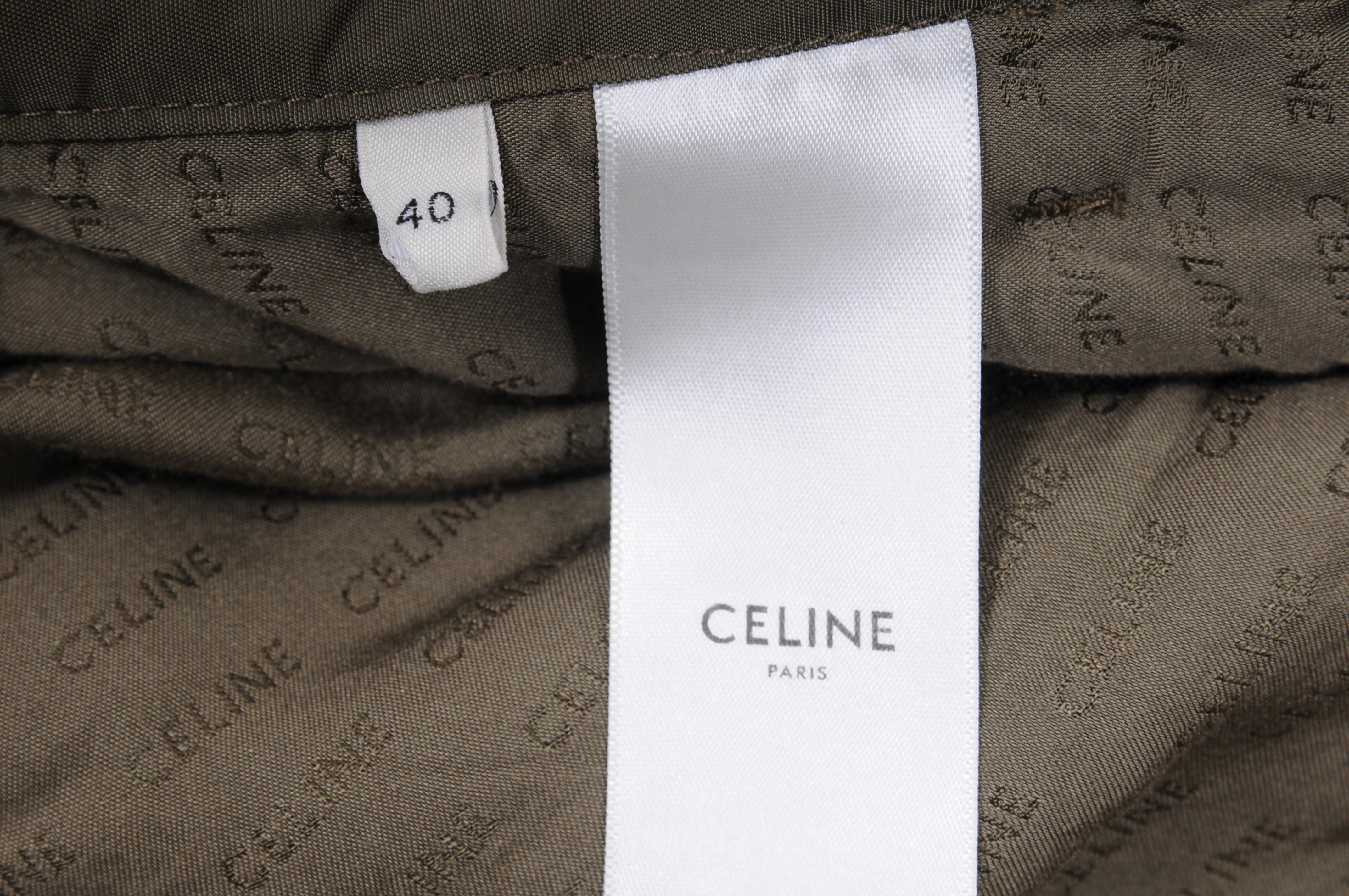 Celine Damen Cargohose Größe 40 US8 Grün Kaki Leichtes Nylon Gold Hardware im Angebot 7