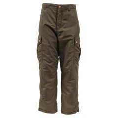 Celine Donna Pantaloni Cargo Taglia 40 US8 Greene & Greene Leggero Nylon Hardware Oro
