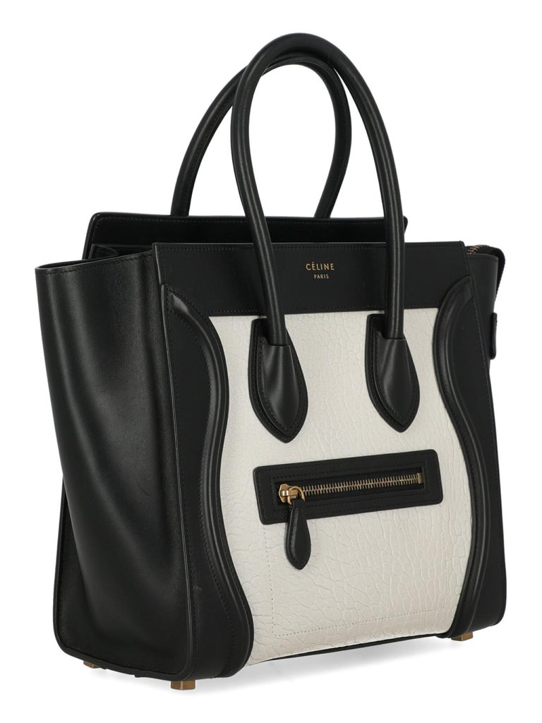 Celine Women Handbags Luggage Black, White Leather For Sale at 1stDibs
