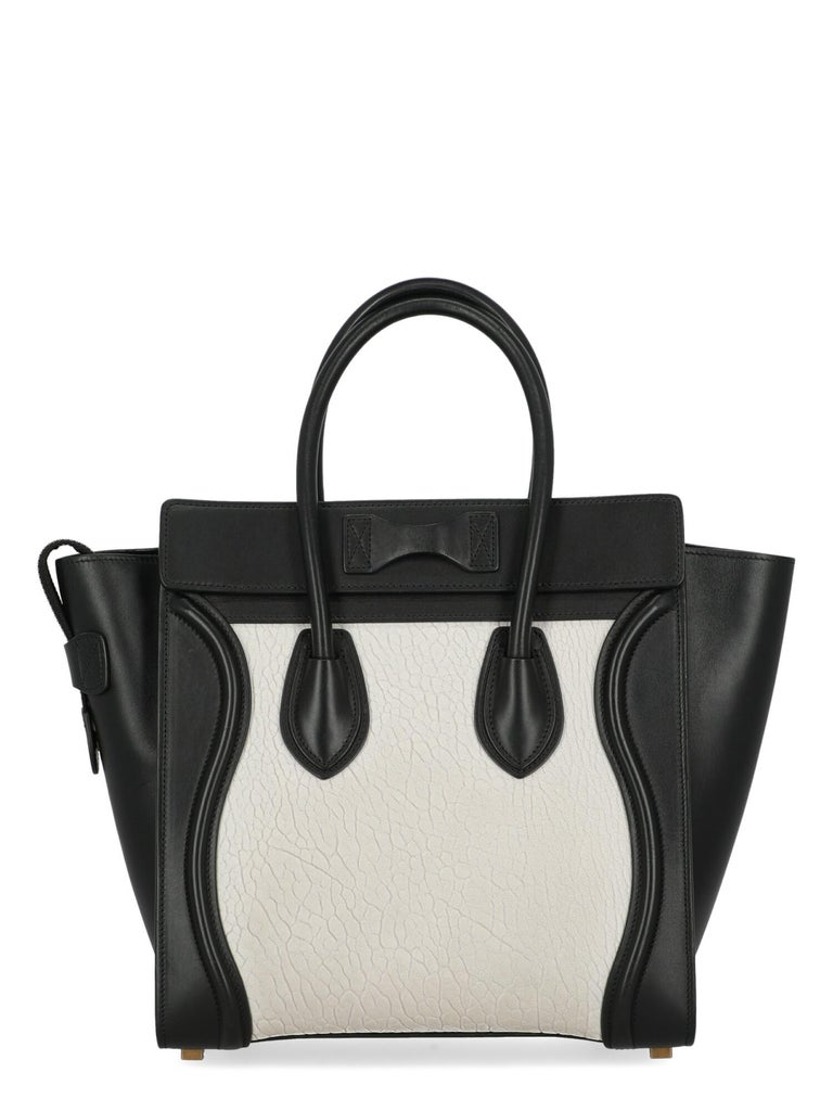 Celine Women Handbags Luggage Black, White Leather For Sale at 1stDibs