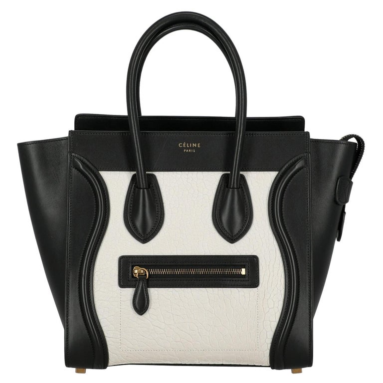 Celine Women Handbags Luggage Black, White Leather For Sale at 1stDibs