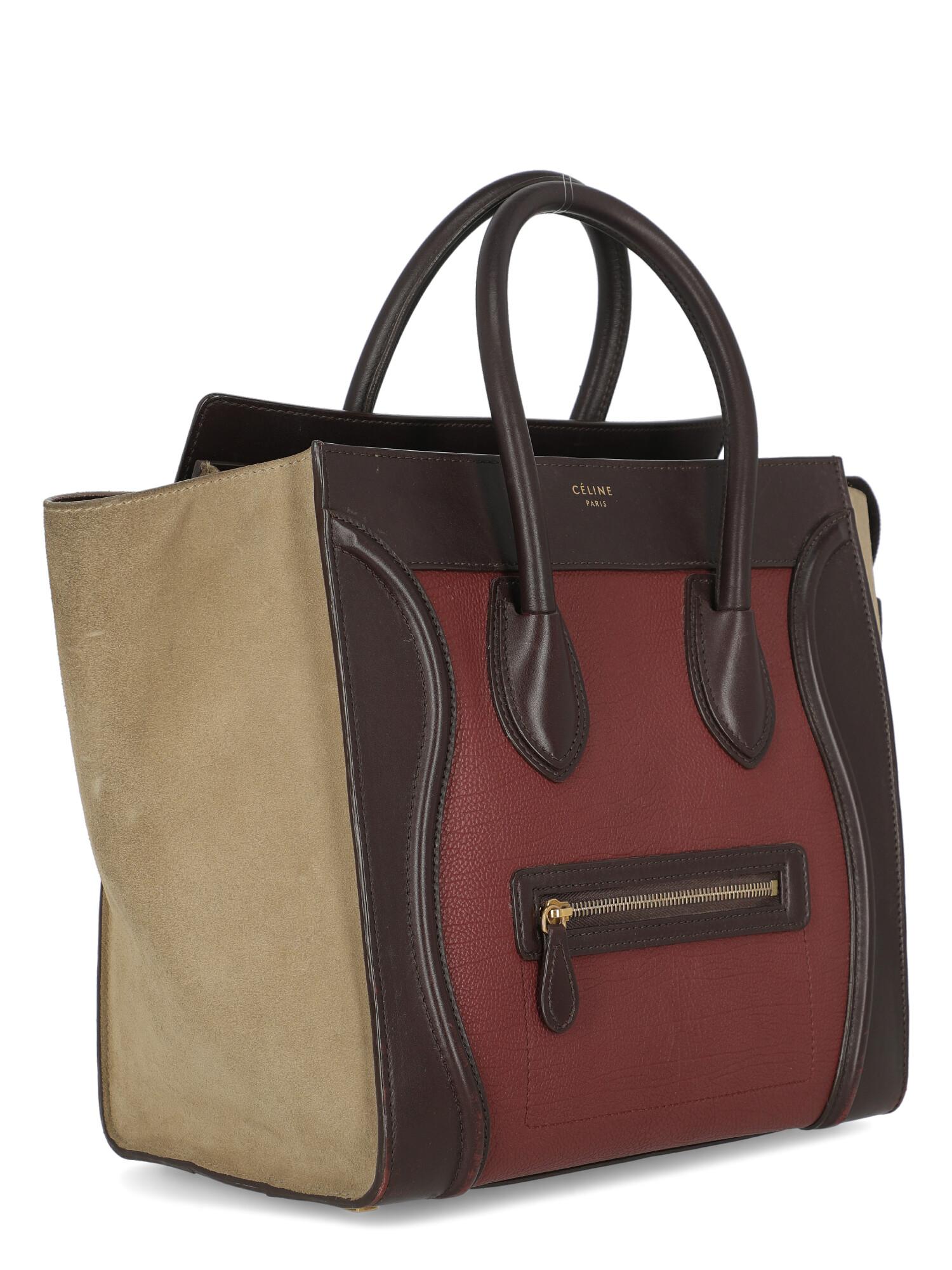 Brown Celine Women  Handbags  Luggage Burgundy Leather For Sale
