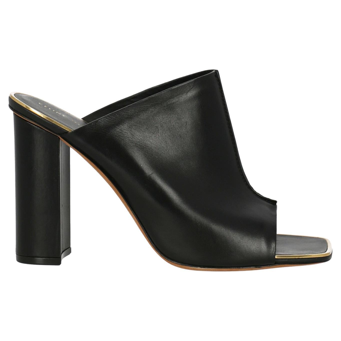 Celine Women Sandals Black, Gold Leather EU 38 For Sale