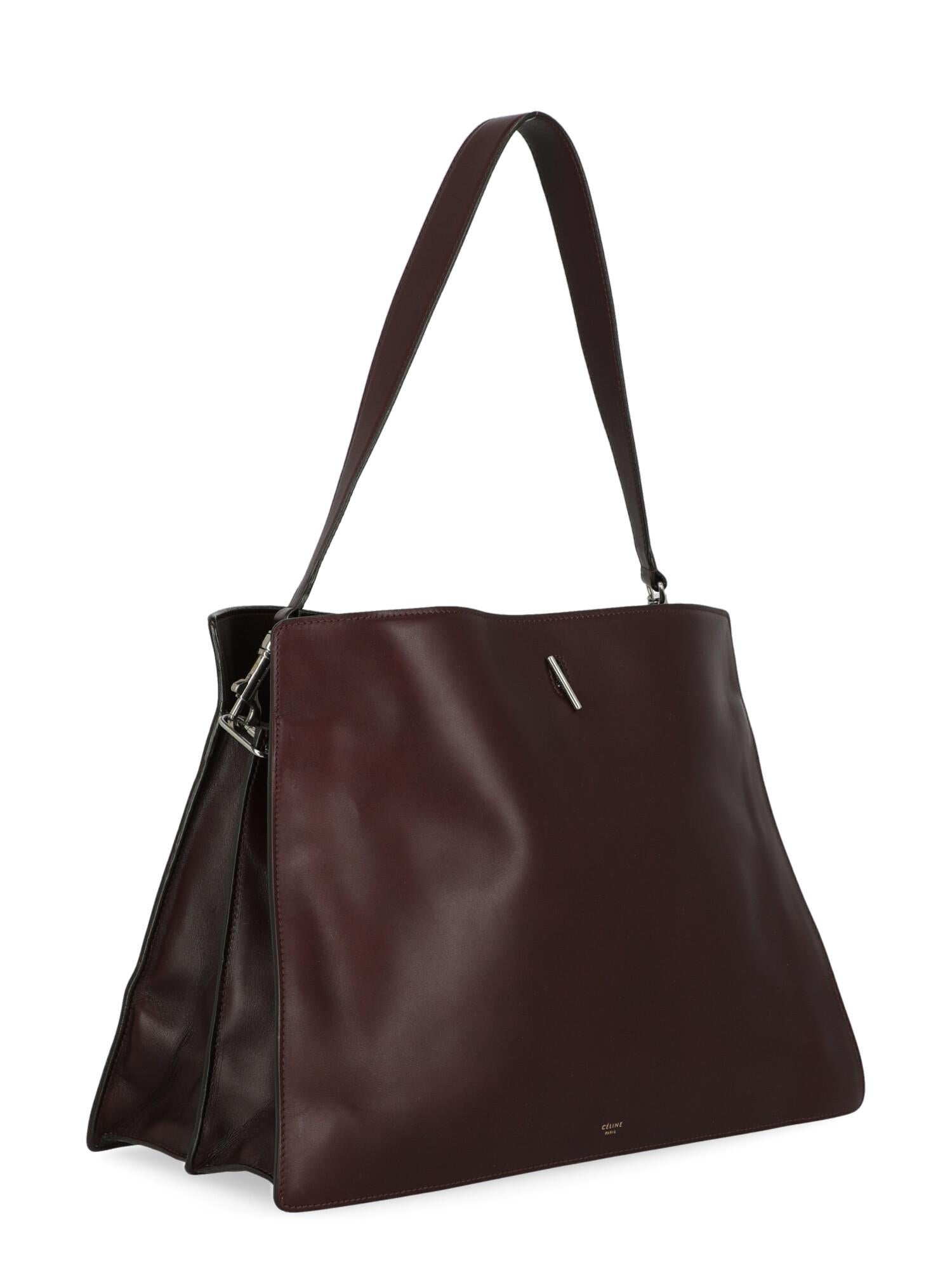 Black Celine Women  Shoulder bags Burgundy Leather