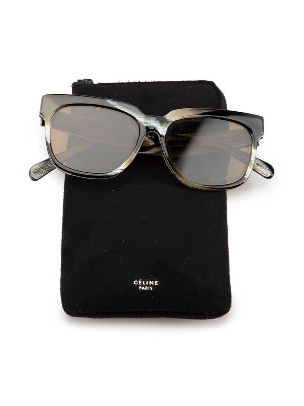 Céline Women's Abstract Stripe Square Frame Sunglasses For Sale 2